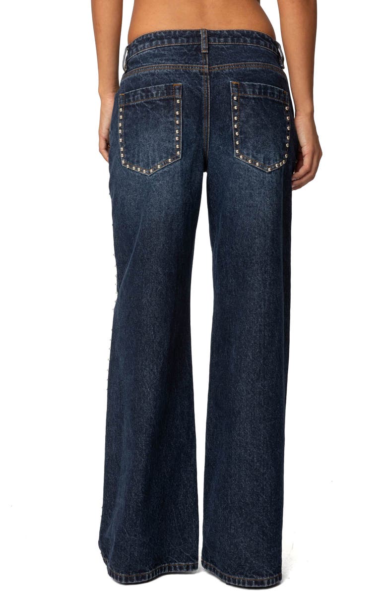 EDIKTED Stassie Studded Low Rise Baggy Jeans, Alternate, color, Blue