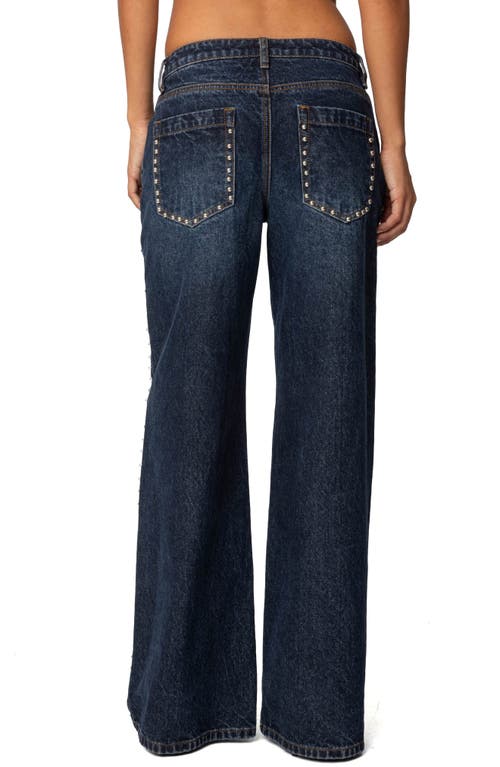 Edikted Stassie Studded Low Rise Baggy Jeans In Blue