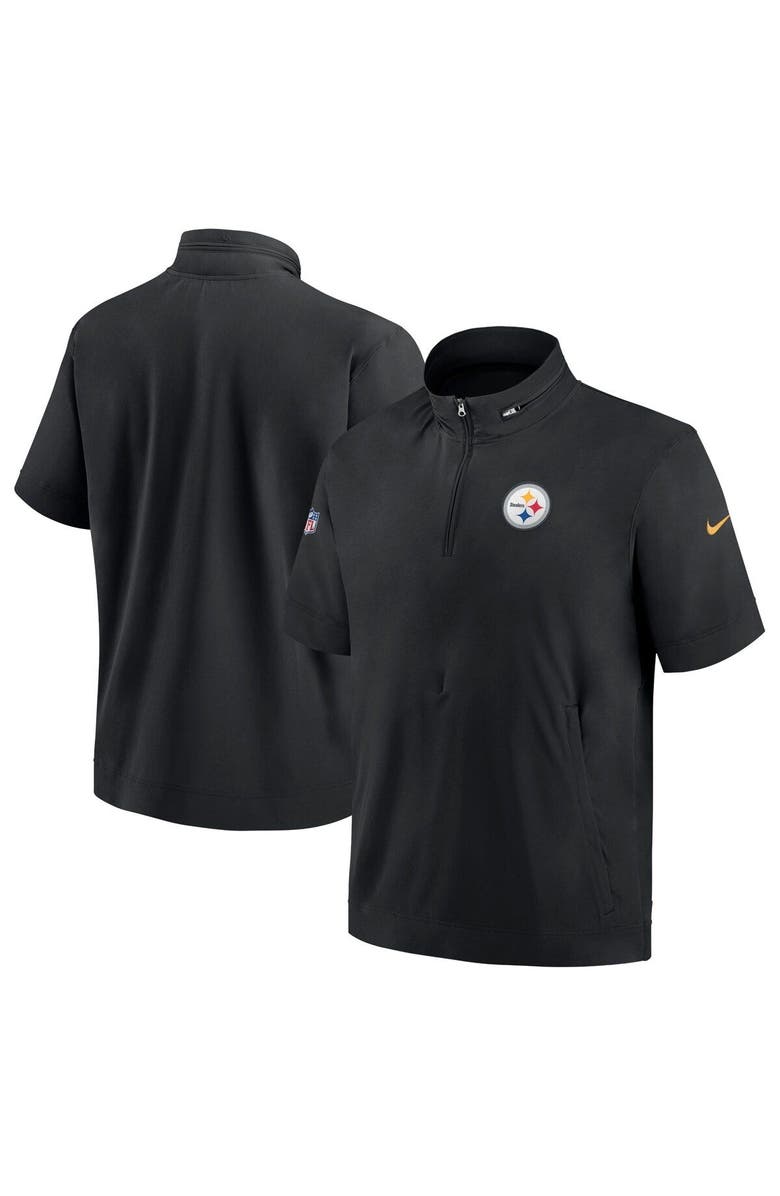 Nike Men's Nike  Black Pittsburgh Steelers Sideline Coach Short Sleeve Hoodie Quarter-Zip Jacket, Main, color, Black