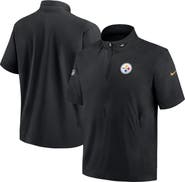 Nike Men's Nike Black Pittsburgh Steelers Sideline Coach Short Sleeve Hoodie Quarter-Zip Jacket