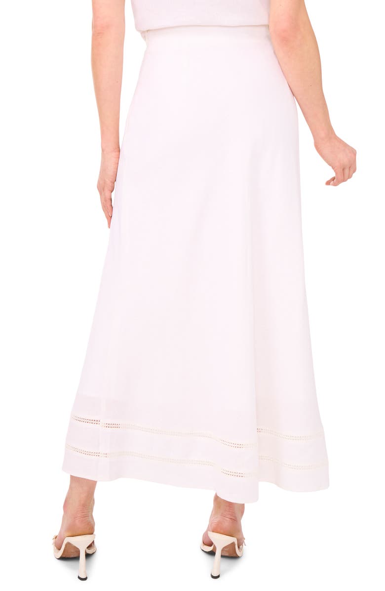 Halogen<sup>®</sup> Ladder Stitch Accent Bias Cut Linen Blend Midi Skirt, Alternate, color,