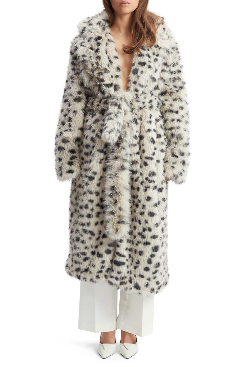 Dorothea Leopard Print Faux Fur Coat, Main, color, SNOW LEOPARD