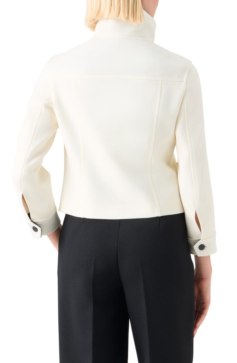 Akris punto Crop Virgin Wool Jacket, Alternate, color, Cream-Black