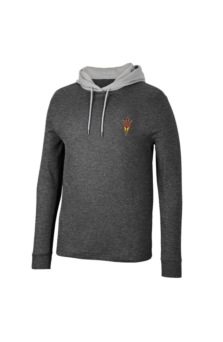 COLOSSEUM Men's Colosseum Black Arizona State Sun Devils Ballot Waffle-Knit Thermal Long Sleeve Hoodie T-Shirt, Alternate, color, Black