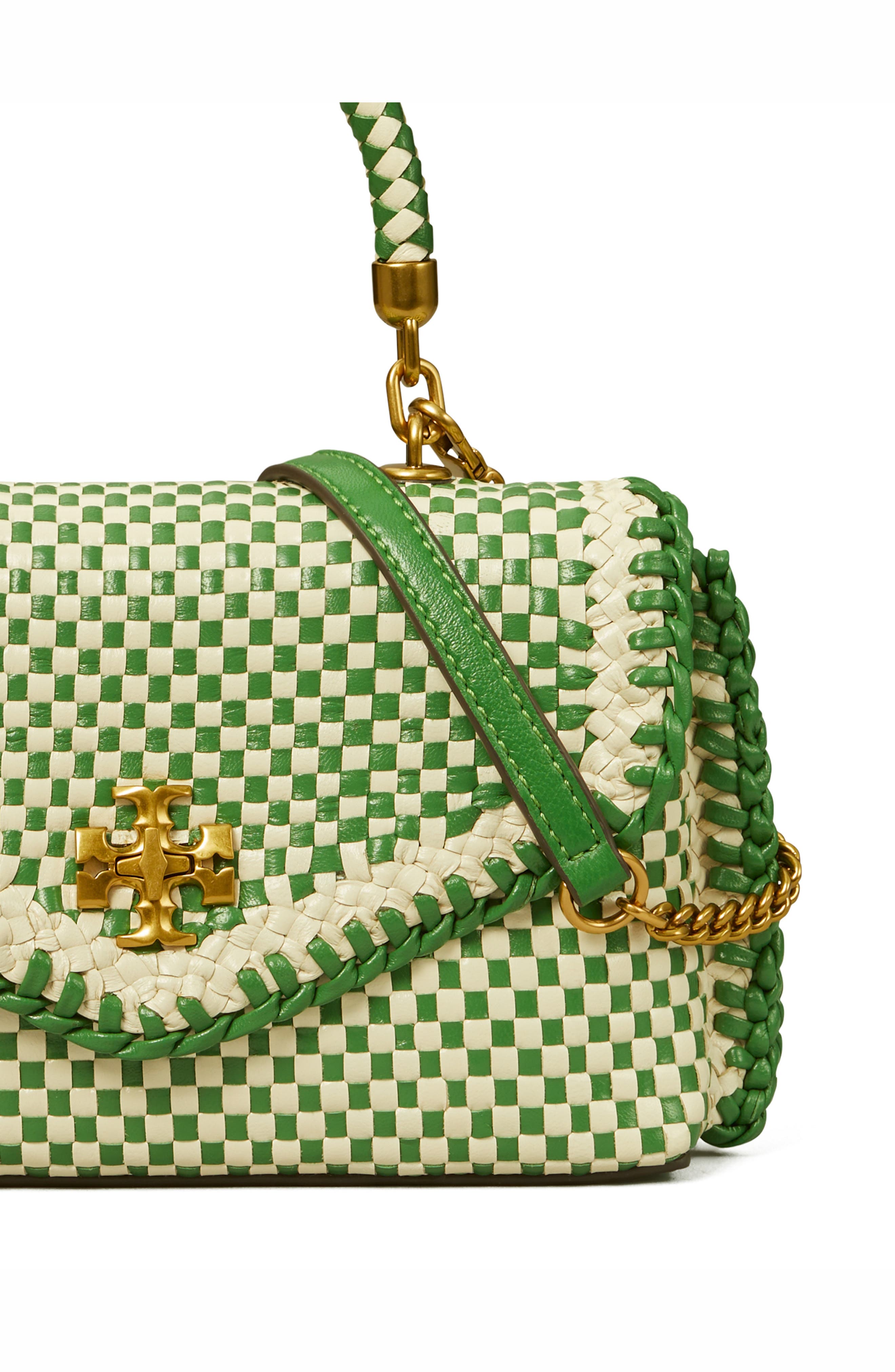 Tory Burch Mini Kira Woven Leather Top Handle Bag, Alternate, color, 
