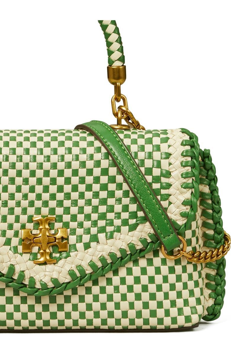 Tory Burch Mini Kira Woven Leather Top Handle Bag, Alternate, color,