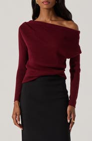 ASTR the Label One-Shoulder Rib Sweater