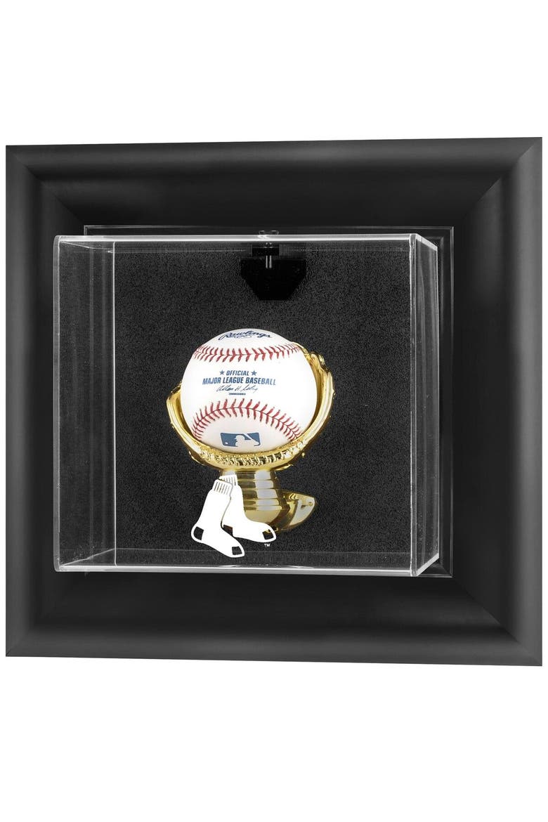 Boston Red Sox (2009 - Present) Black Framed Wall-Mounted Logo Baseball Display Case, Main, color, Black