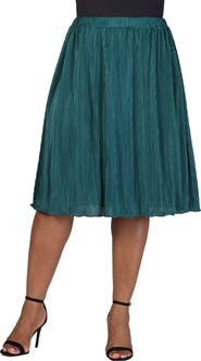 24seven Comfort Apparel Elastic Waistband Party Midi Skirt