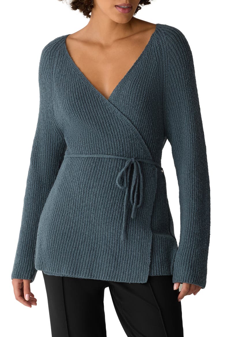 Tie Front Longline Cardigan, Main, color, EUCALYPTUS