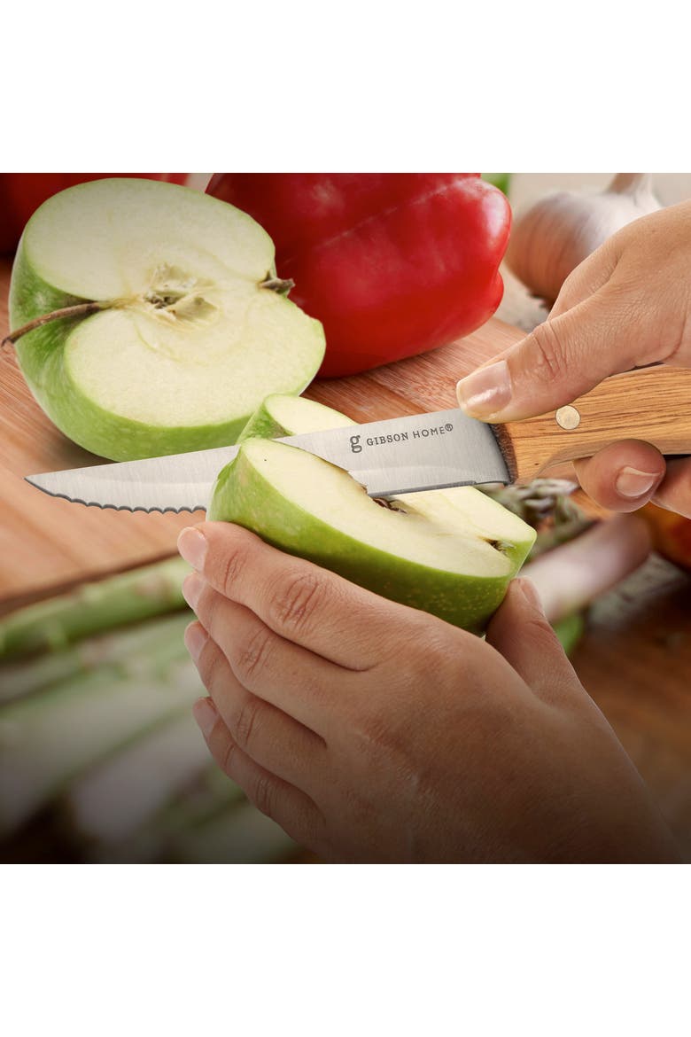 Seward 4 Piece Stainless Steel Steak Knife Cutlery Set with Wood Handles, Alternate, color, Wood