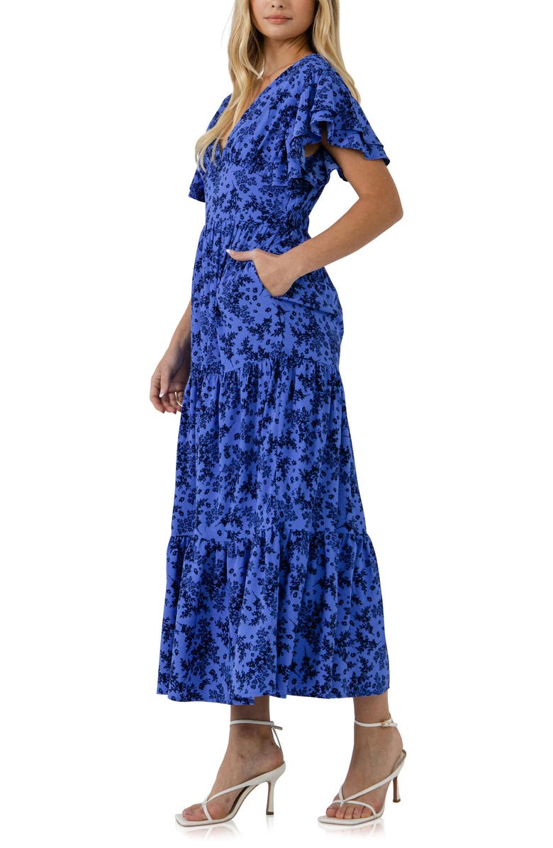 English Factory Floral Tiered Midi Dress, Alternate, color,