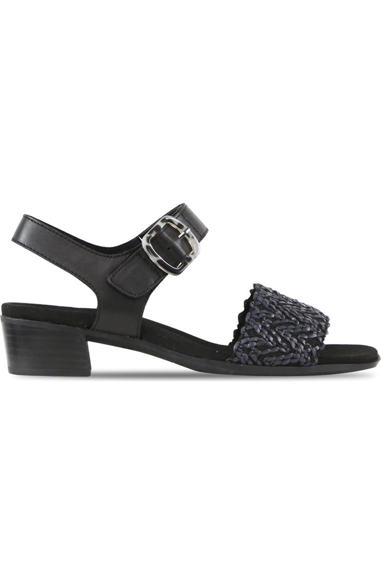 Munro Leeland Ankle Strap Sandal, Alternate, color, Black Woven Combo