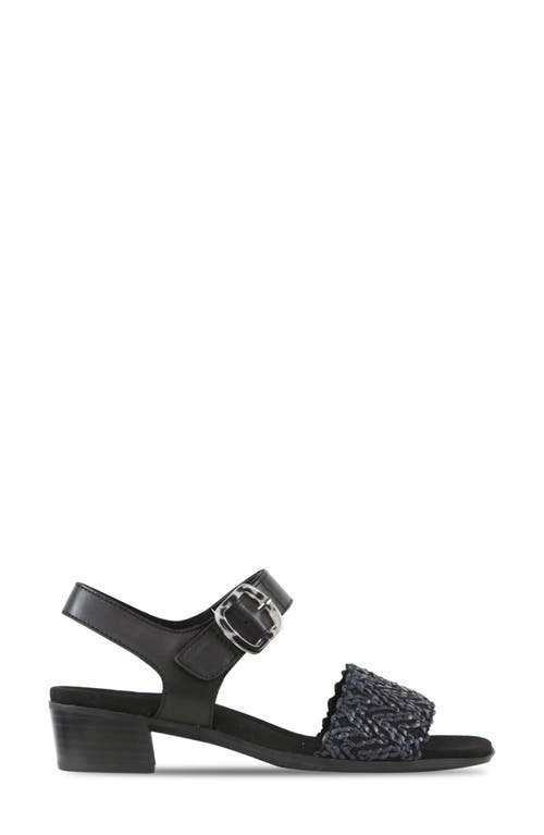 Munro Leeland Ankle Strap Sandal In Black Woven Combo