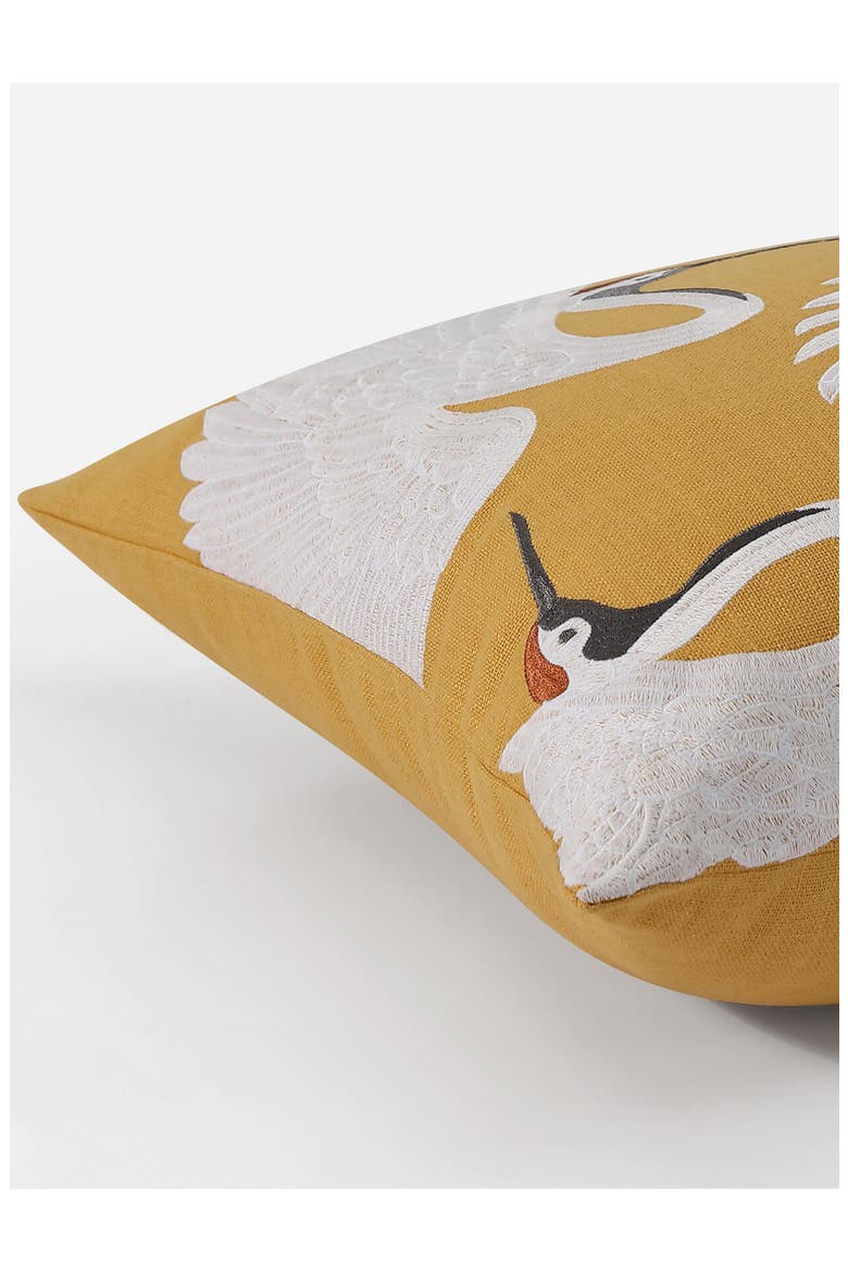 Crane Embroidered Big Throw Pillow, Alternate, color, GOLD