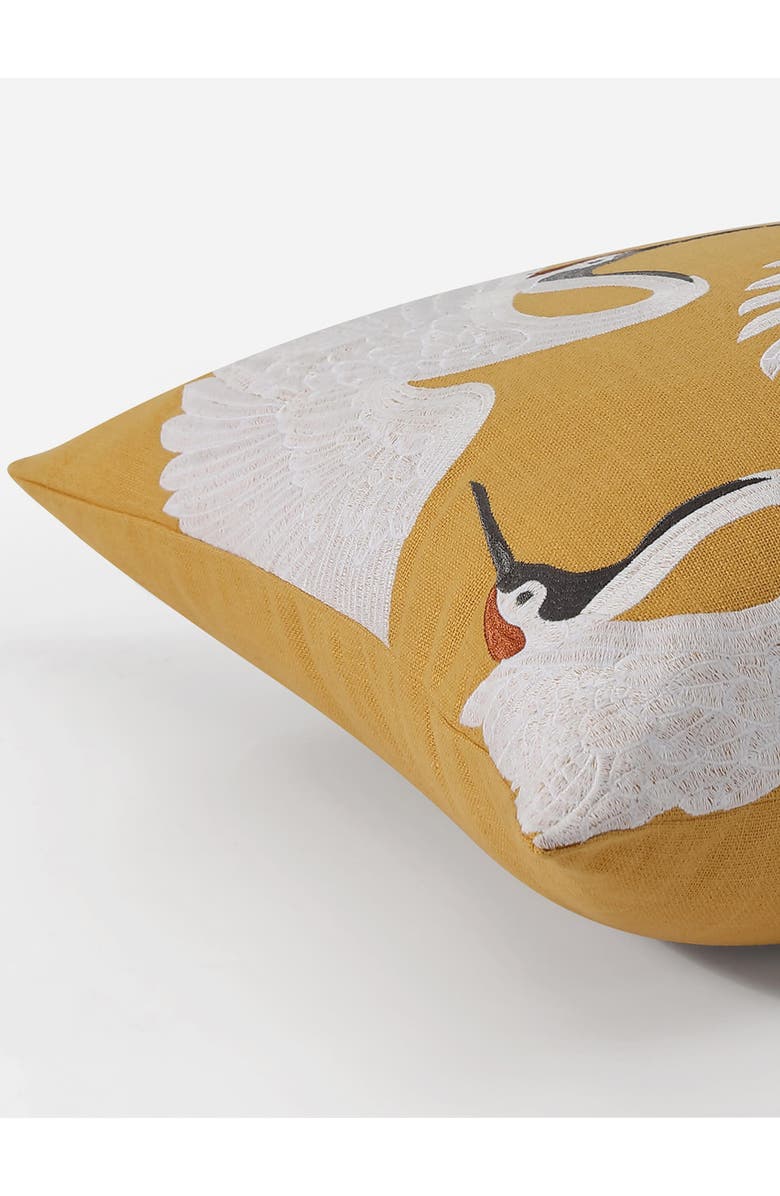 Sunday Citizen Crane Embroidered Big Throw Pillow, Alternate, color, Gold