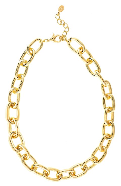18K Gold Clad Oval Link Chain Necklace
