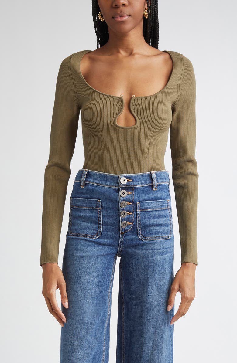 Ramy Brook Lylia Sculpted U-Neck Rib Top, Main, color, 