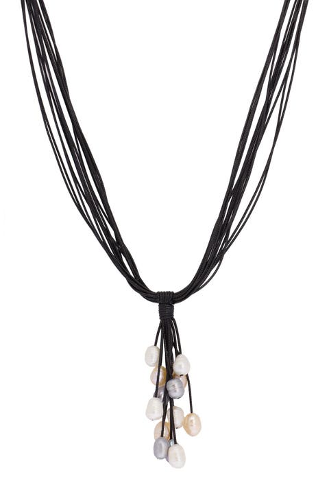 Tahitian Winter Dangling 0.5mm Freshwater Pearl Corded Pendant Necklace