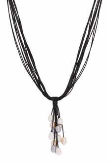 Tahitian Winter Dangling 0.5mm Freshwater Pearl Corded Pendant Necklace