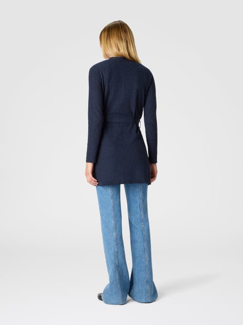 Missoni Chevron-pattern Belted Cardigan In Blue