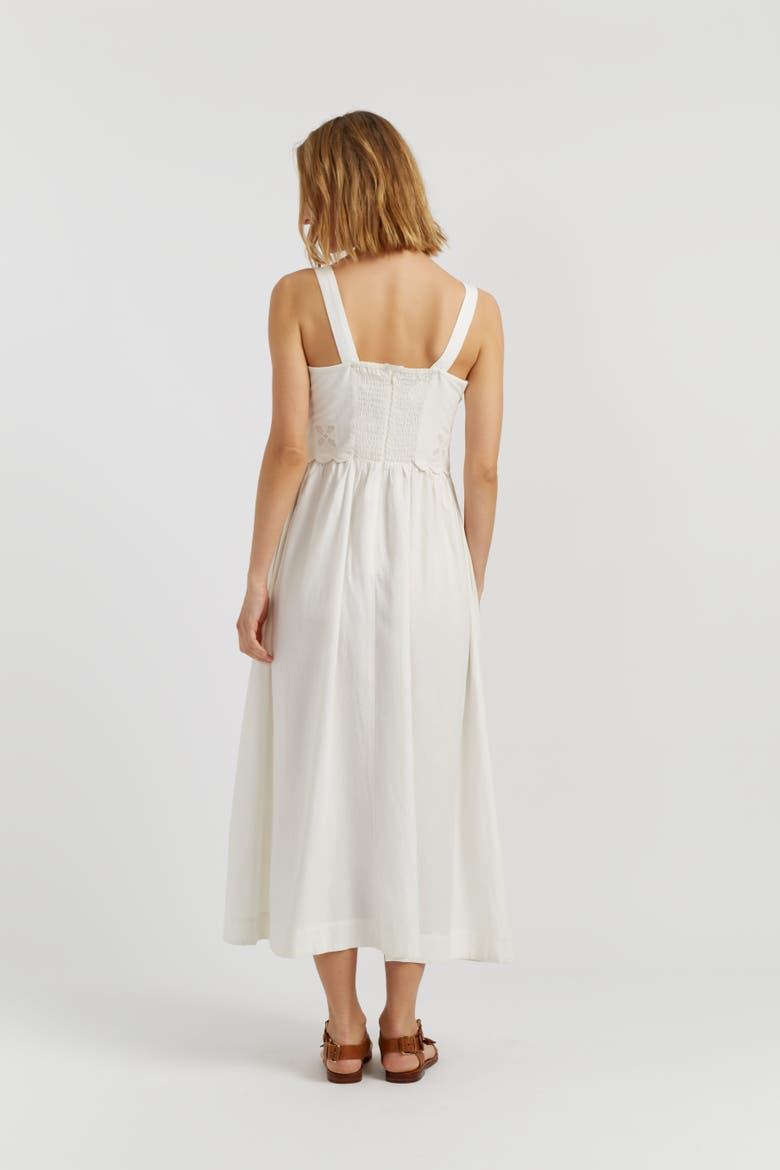 Sienna Linen-Blend Broderie Summer Dress, Alternate, color, Cream