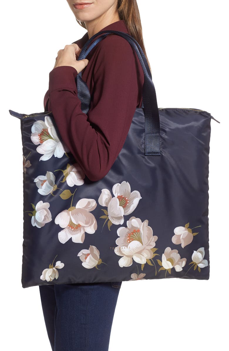 Ted Baker London Gisela Pearl Foldaway Shopper Tote & Pouch, Alternate, color,