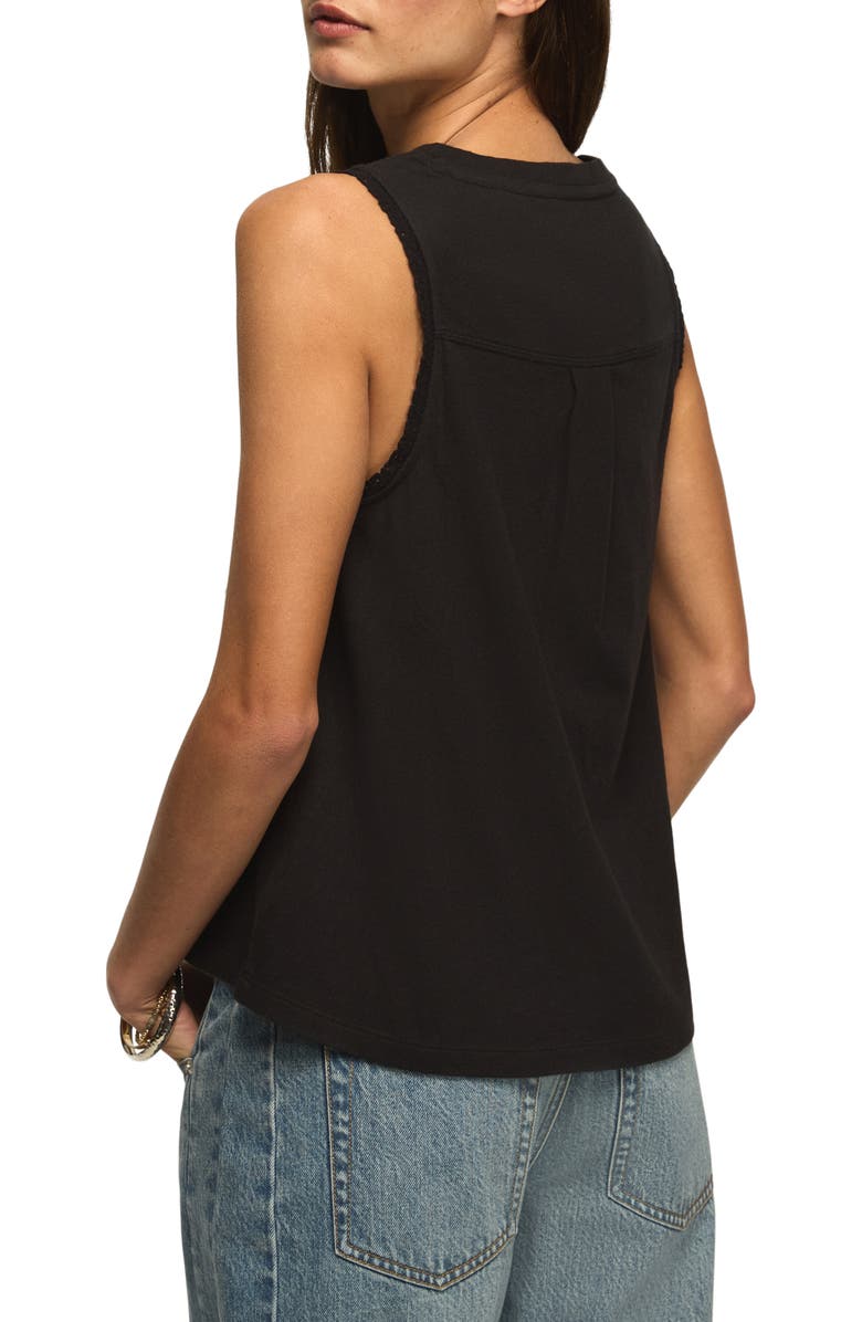 Lucky Brand Lace Trim Henley Tank, Alternate, color, Jet Black