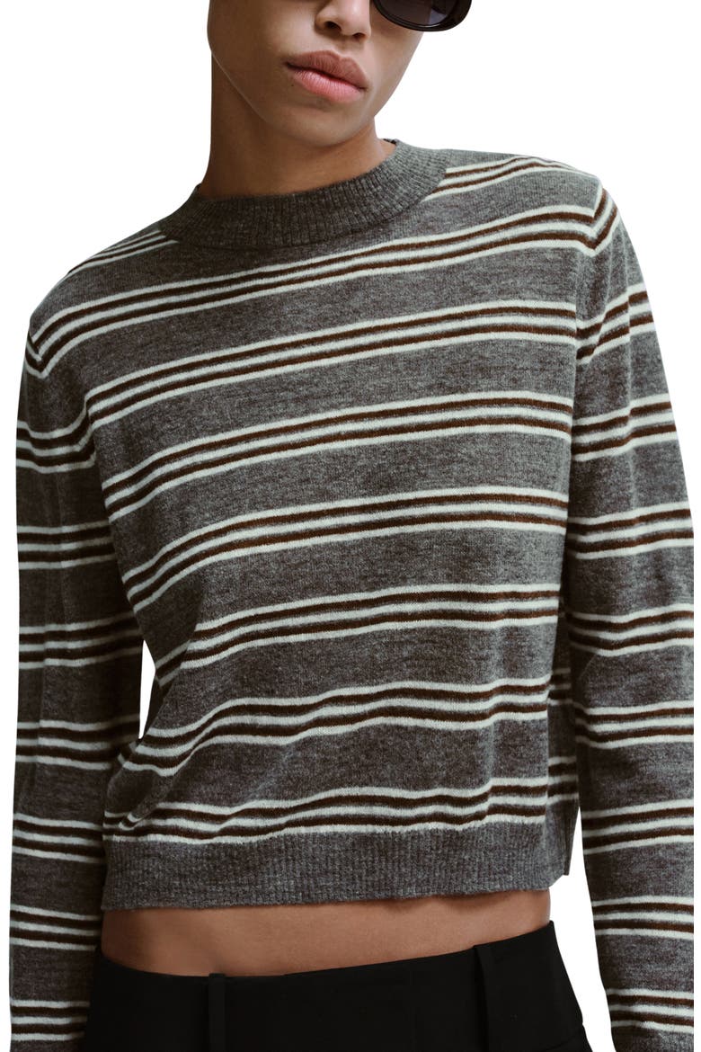 Stripe Crop Sweater, Main, color, MEDIUM HEATHER GREY