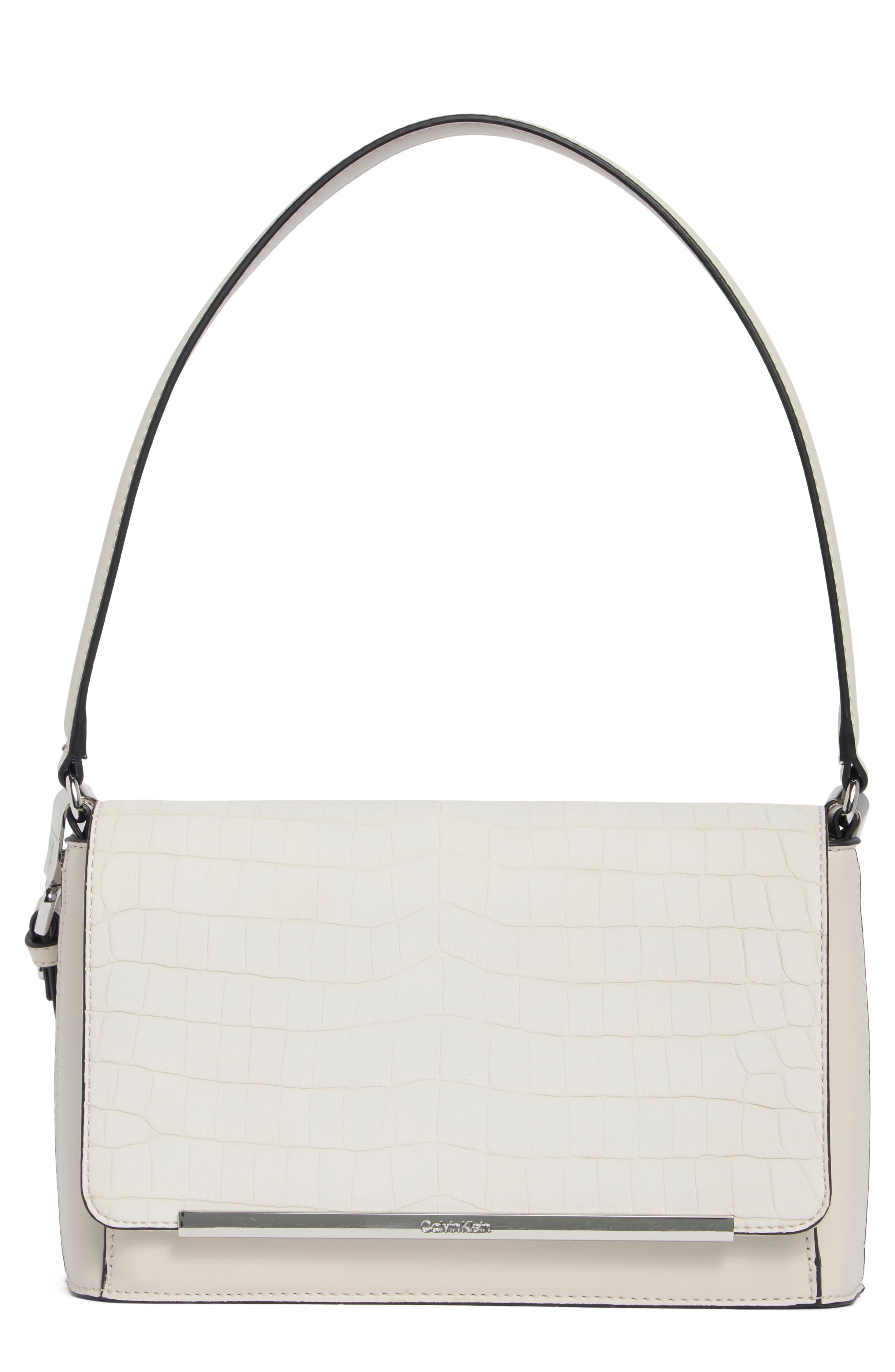 Calvin Klein Alia Croc Embossed Shoulder Bag