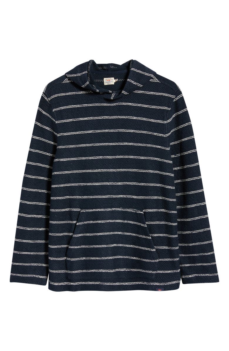Faherty Whitewater Stripe Organic Cotton Blend Hoodie, Alternate, color, Navy Point Stripe