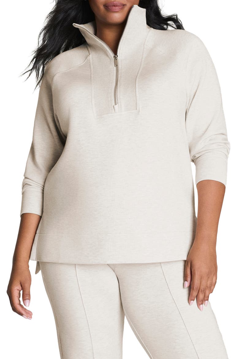 Air Essentials Brushed Half-Zip Sweatshirt, Main, color, HEATHER CREAM
