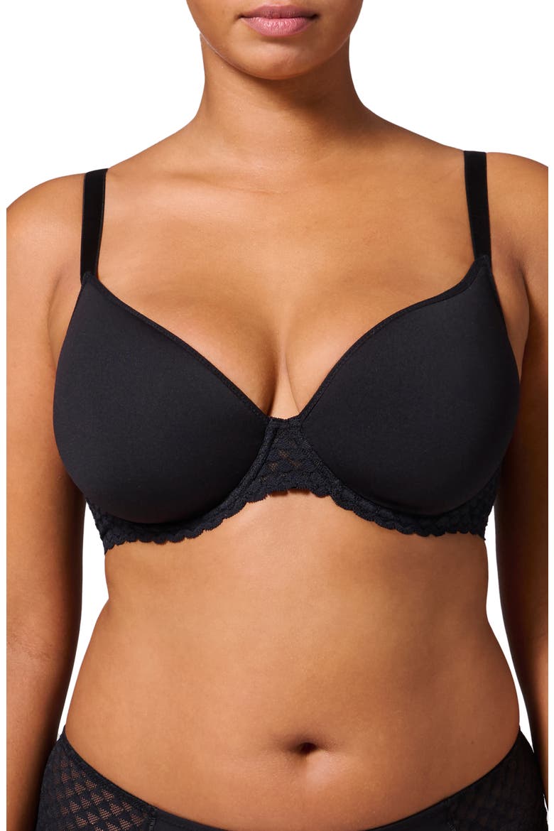 Subtile 3D Underwire Plunge Bra, Main, color, BLACK