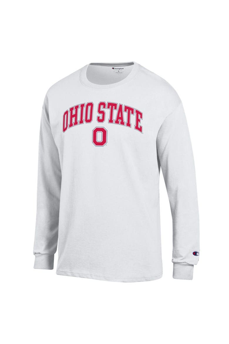 Men's Champion  White Ohio State Buckeyes Arch Over Logo Long Sleeve T-Shirt, Alternate, color, White