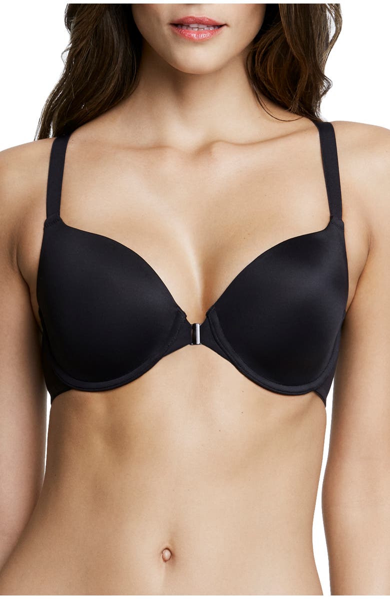 Dominique Intimates Talia Front Close Racerback Smoothing T-Shirt Bra, Main, color, Black
