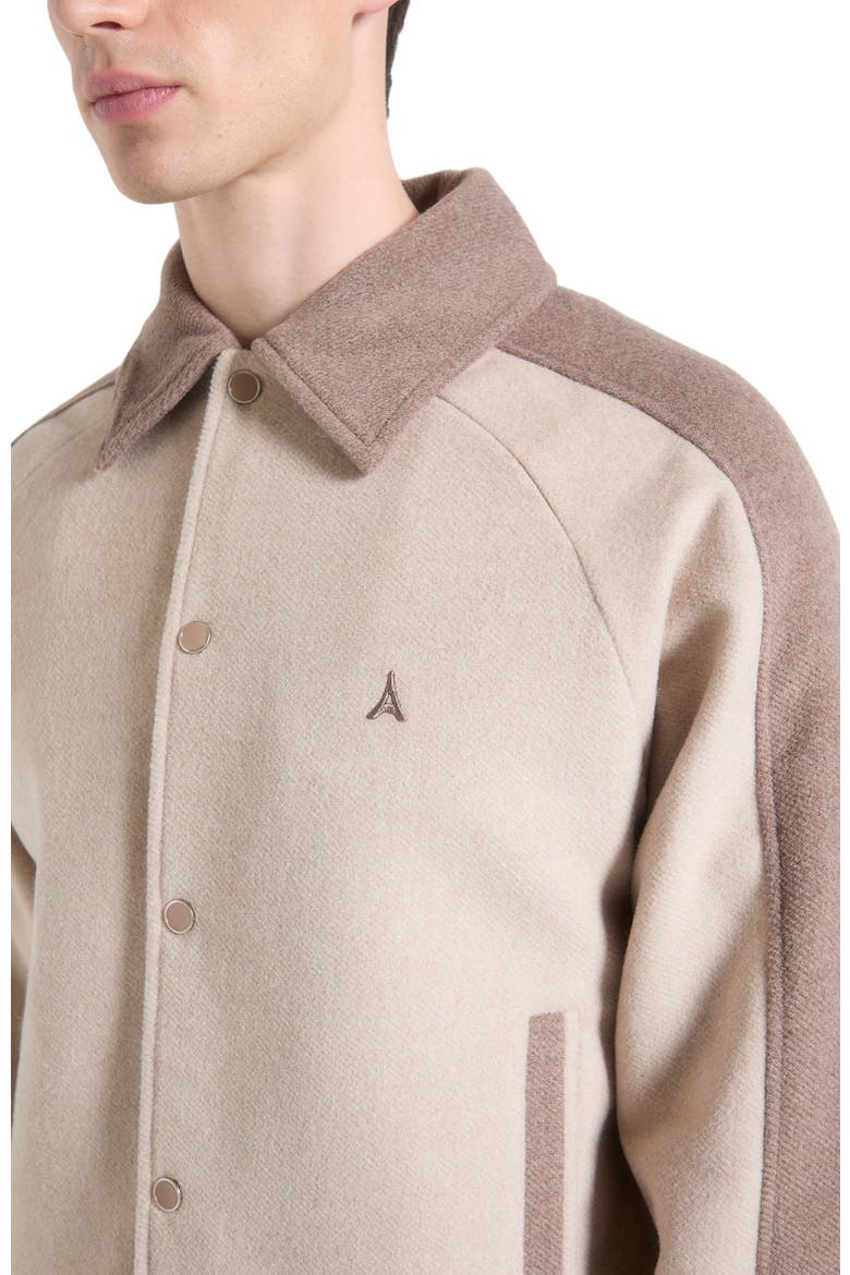 Andre Contrast Wool Blend Varsity Jacket, Alternate, color, Beige