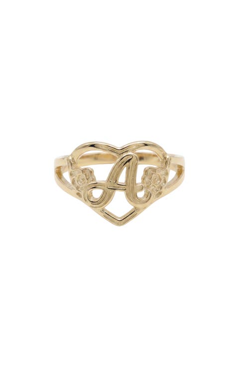 The Cutout Flower Heart Letter Ring