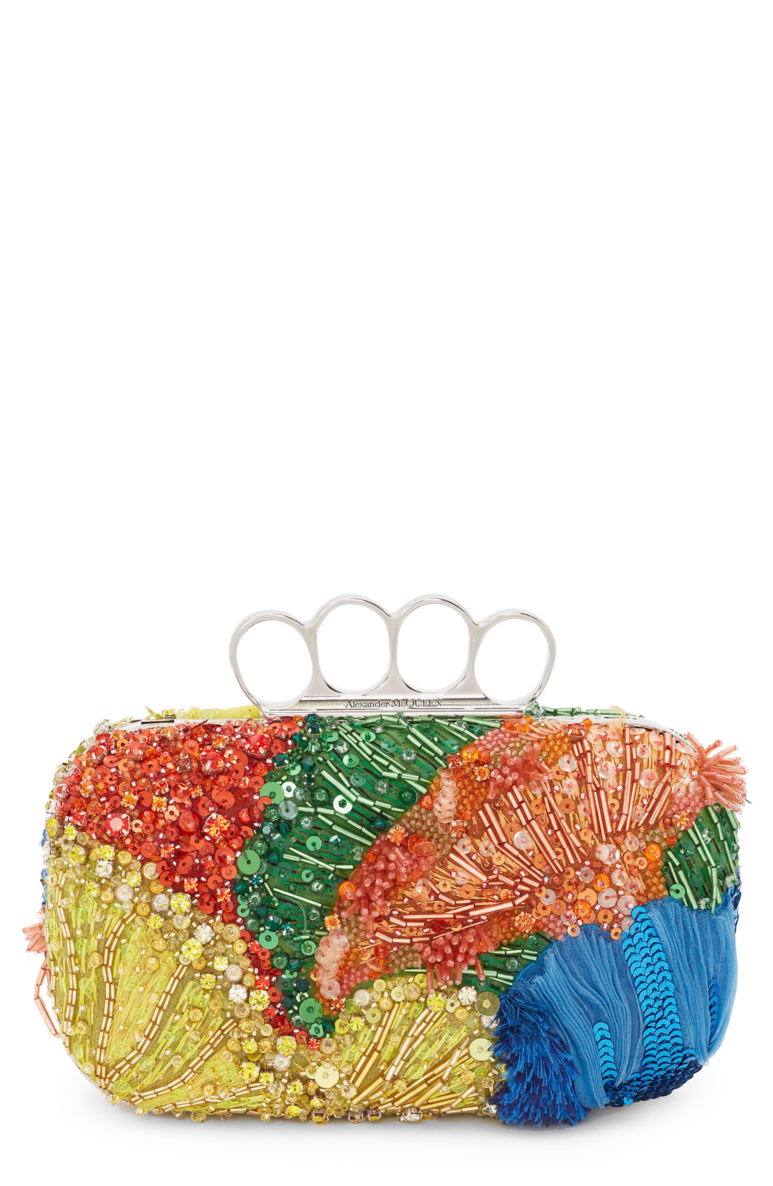 McQueen Embellished Four Ring Box Clutch, Main, color, 