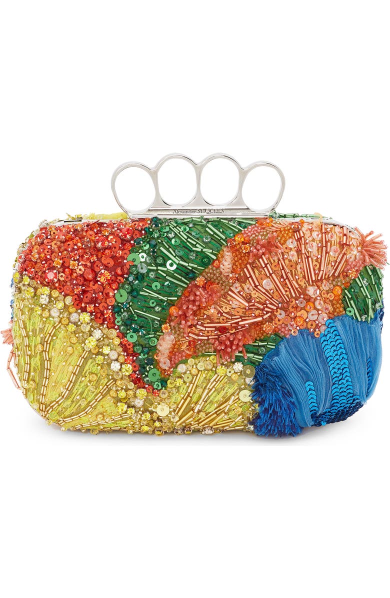 McQueen Embellished Four Ring Box Clutch, Main, color,