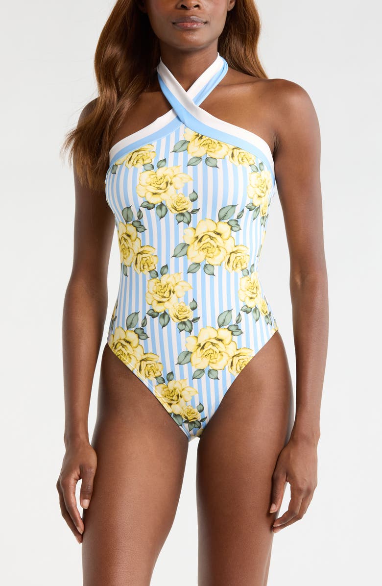 Hutch Halter One-Piece Swimsuit, Main, color, Yellow Rose