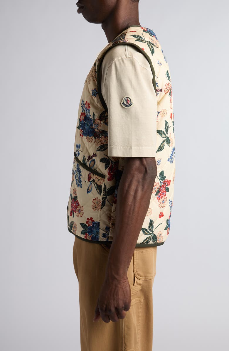 Moncler Franqui Reversible Vest, Alternate, color, Cream Floral