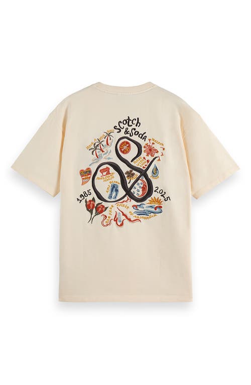 Scotch & Soda 40th Anniversary Short Sleeve Embroidered Tee In White