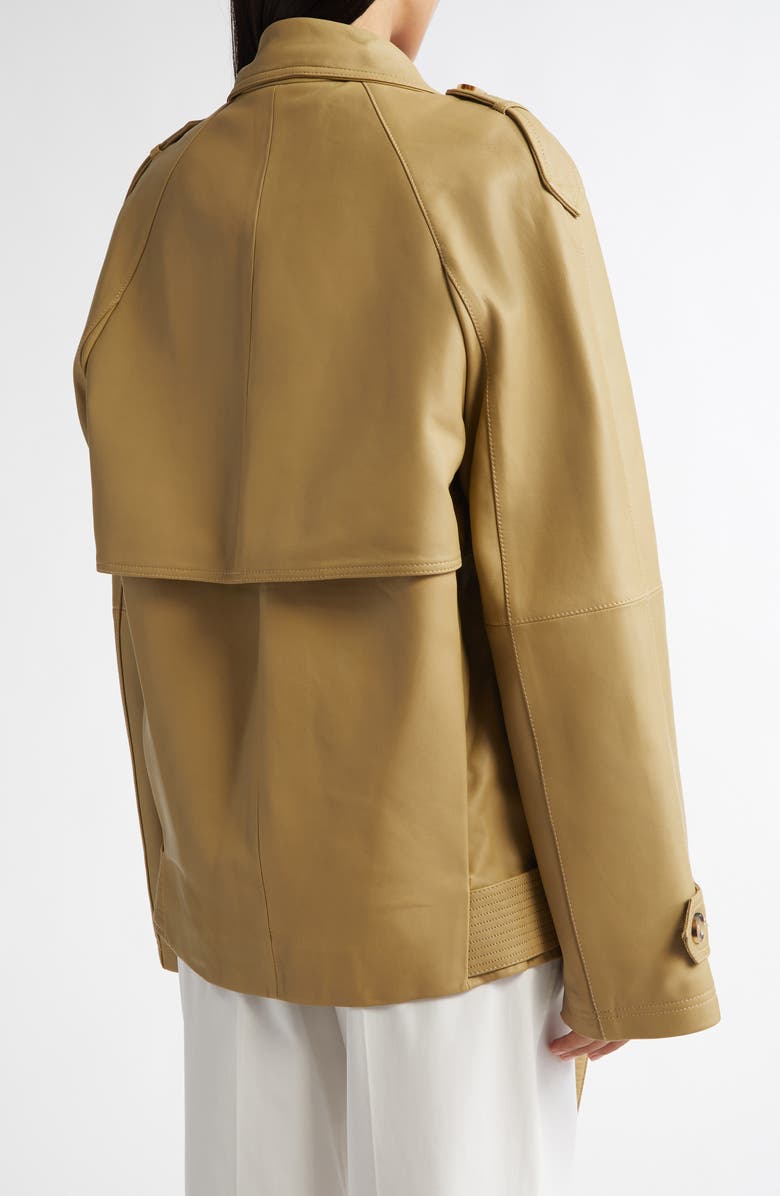 TOTEME Leather Crop Trench Coat, Alternate, color, Desert
