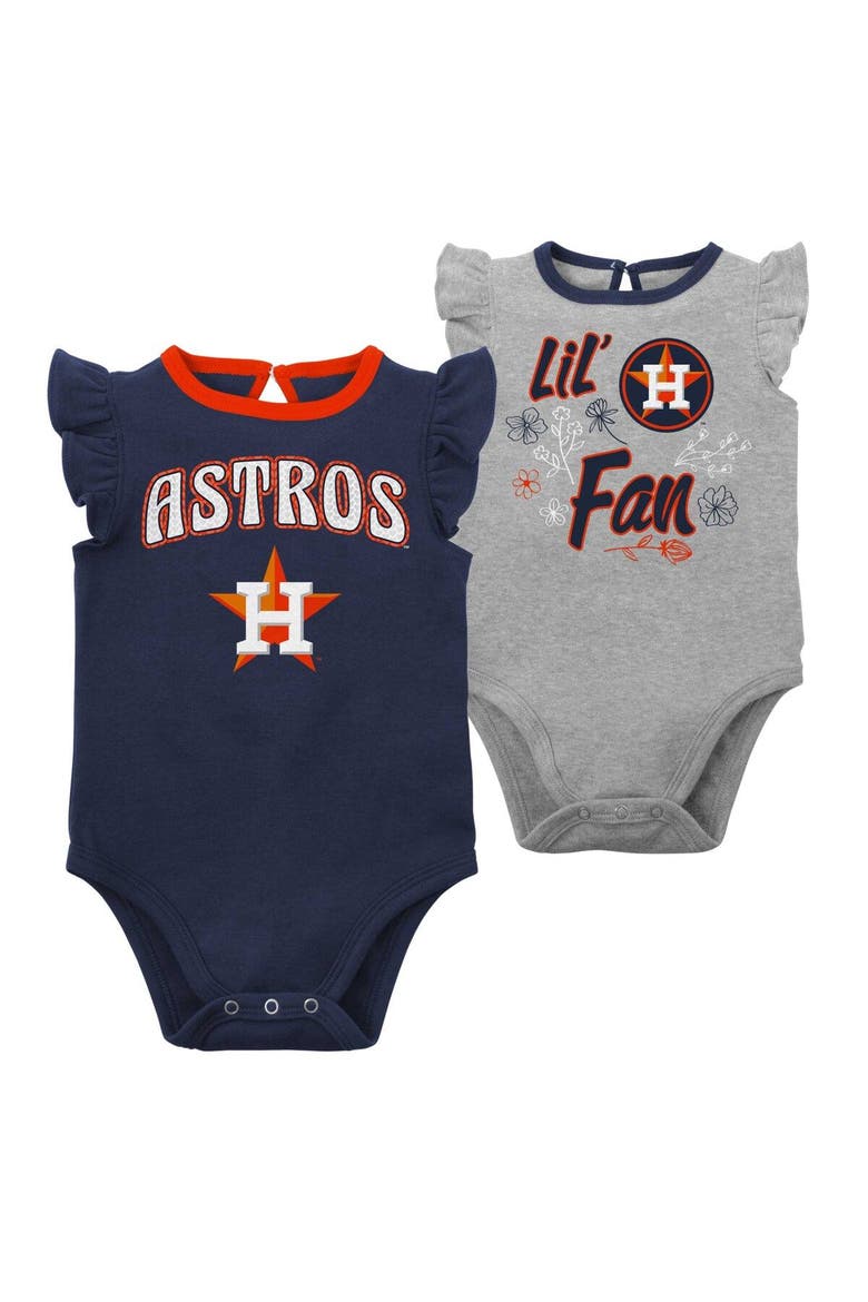 Girls Newborn & Infant Navy/Heather Gray Houston Astros Little Fan Two-Pack Bodysuit Set, Main, color, Navy