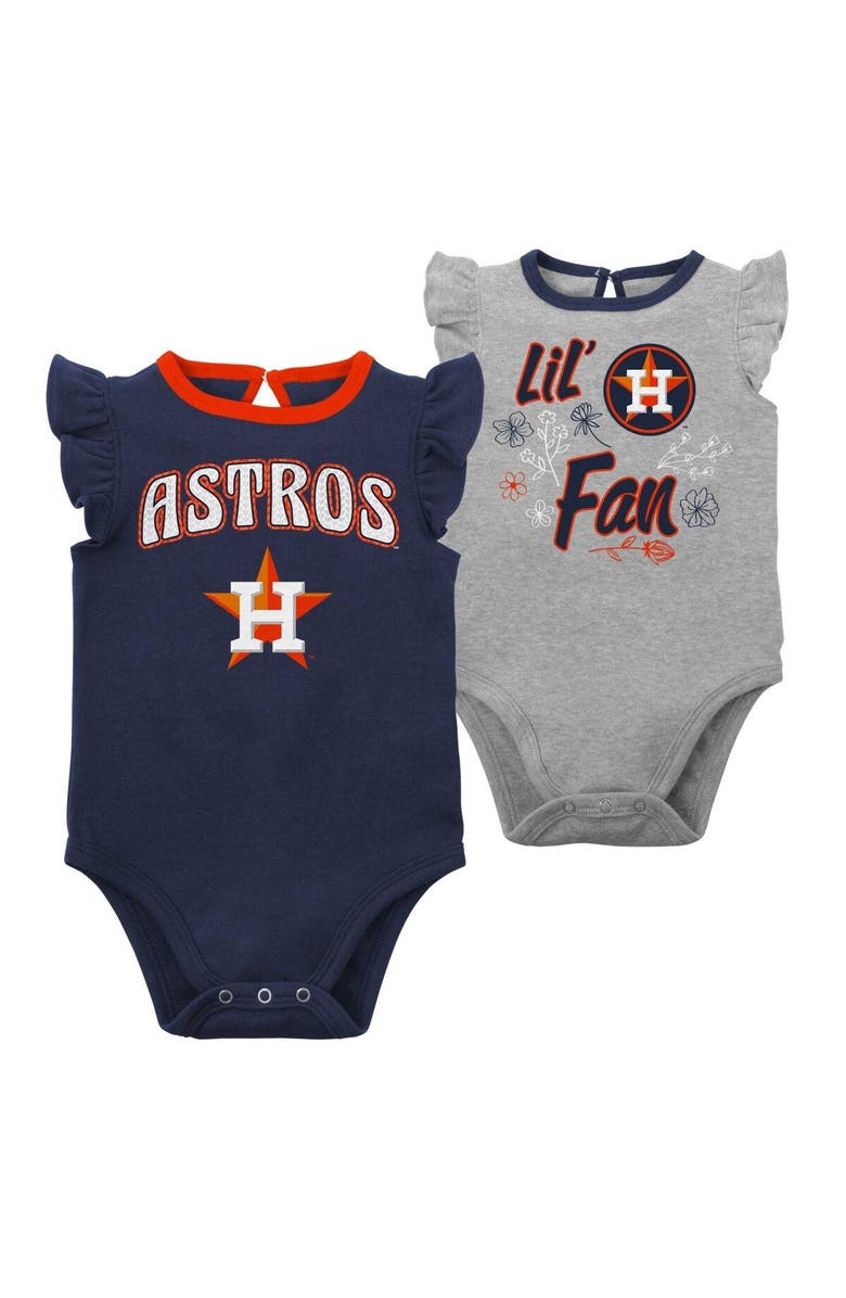 Outerstuff Girls Newborn & Infant Navy/Heather Gray Houston Astros Little Fan Two-Pack Bodysuit Set, Main, color, Navy