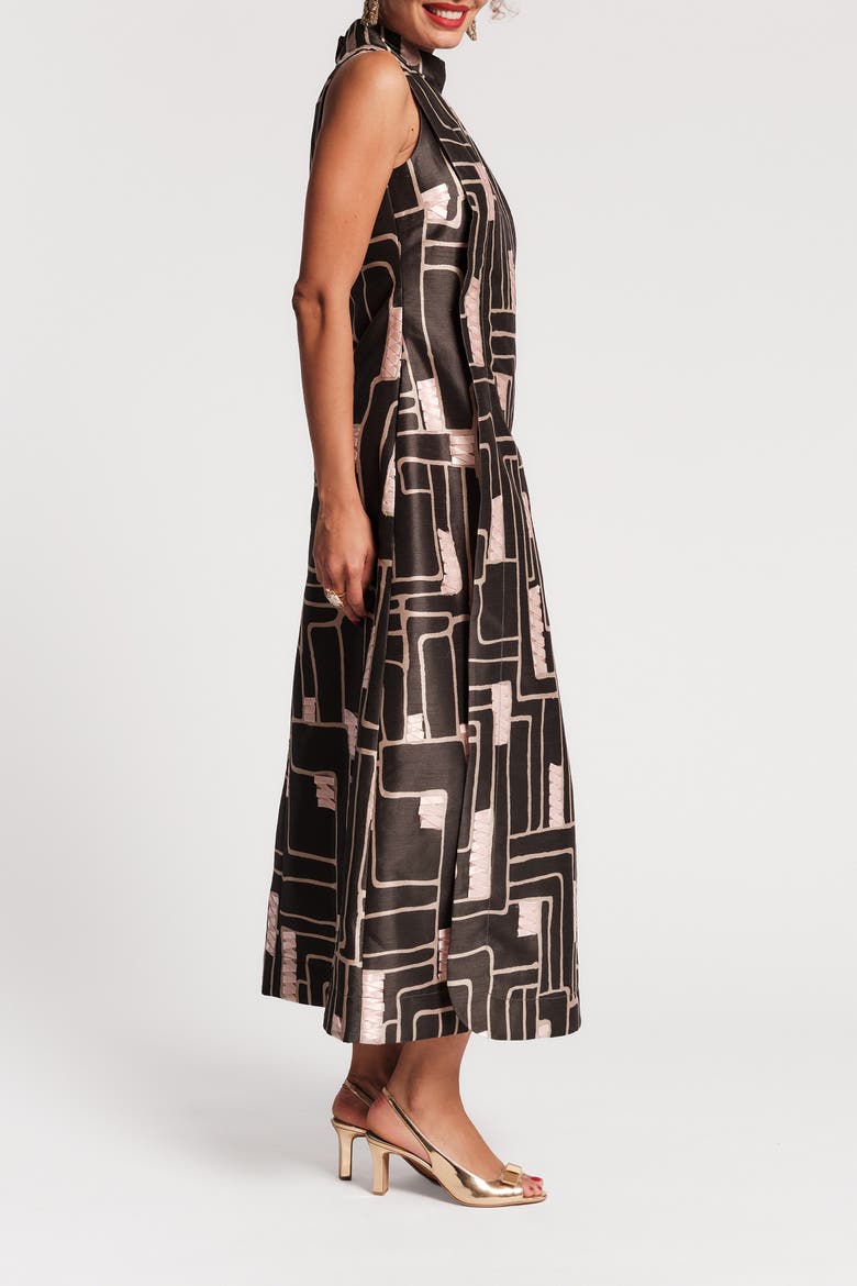 Carlyle Maxi Dress Topiary Maze, Alternate, color, Olive/Pink