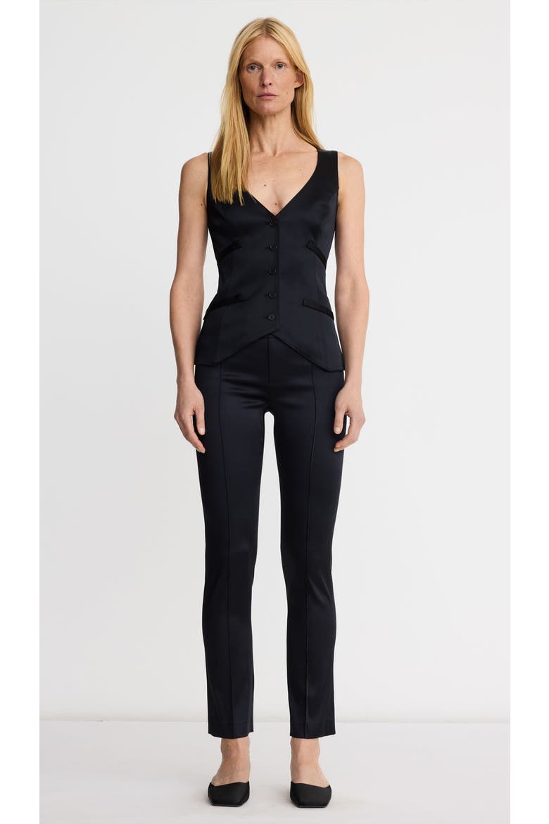 Tuxedo Cig Pant, Main, color, Black Satin