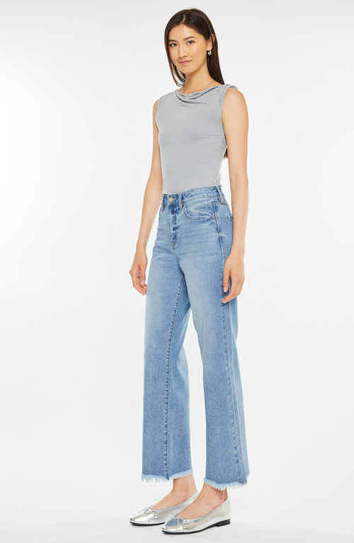 Kancan Bri Essentials High Rise Slim Wide Leg Jeans In Blue