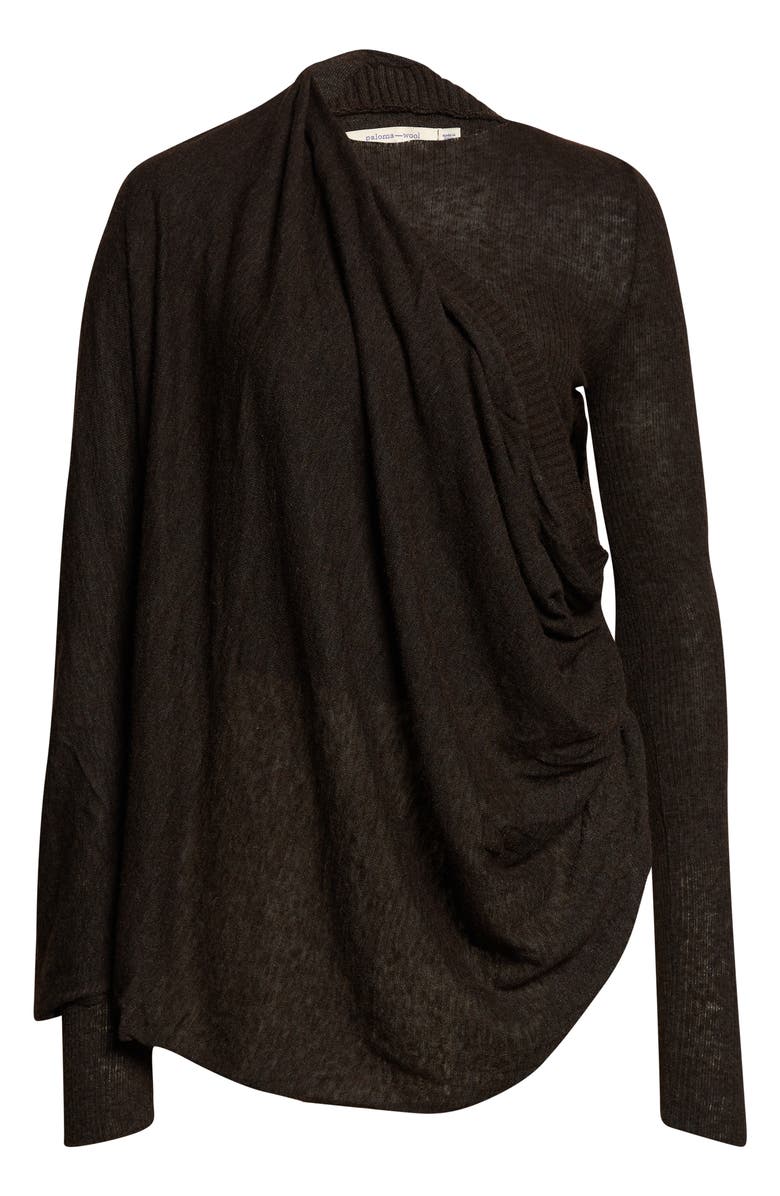 Paloma Wool Elio Semisheer Baby Alpaca & Extrafine Wool Blend Rib Crossover Sweater, Main, color, Brown