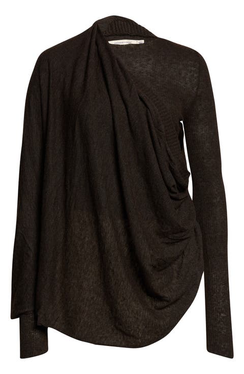 Elio Semisheer Baby Alpaca & Extrafine Wool Blend Rib Crossover Sweater